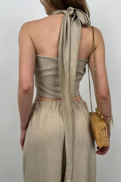 Çapraz Bağlamalı Keten Crop - 4