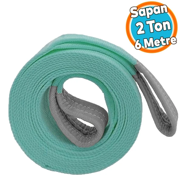 Yük Kaldırma Taşıma İndirme Araç Çekme Halat Sapan Polyester Spanzet 2 Ton 6 Metre Turkuaz Sağlam