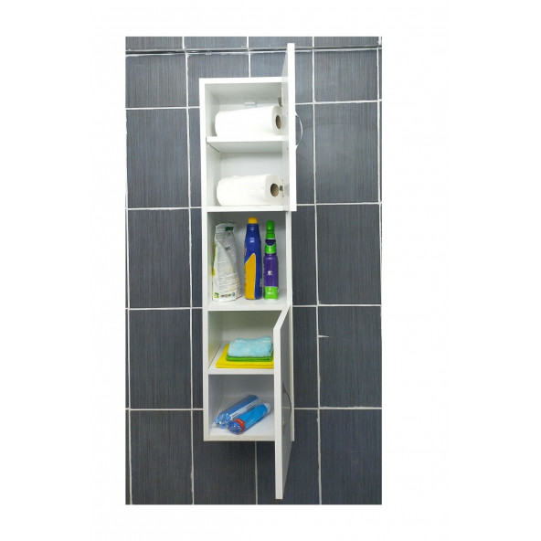2 Kapaklı Bölmeli Banyo Asma Boy Dolabı Çok Amaçlı Duvara Monteli Dolap AsmaDolap - 2