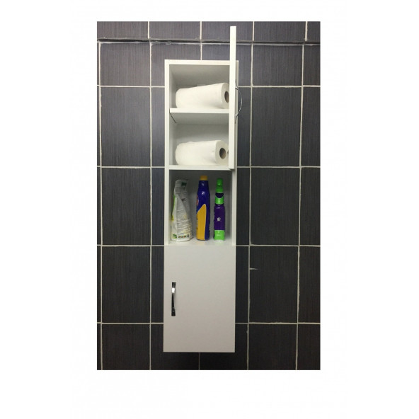2 Kapaklı Bölmeli Banyo Asma Boy Dolabı Çok Amaçlı Duvara Monteli Dolap AsmaDolap - 3