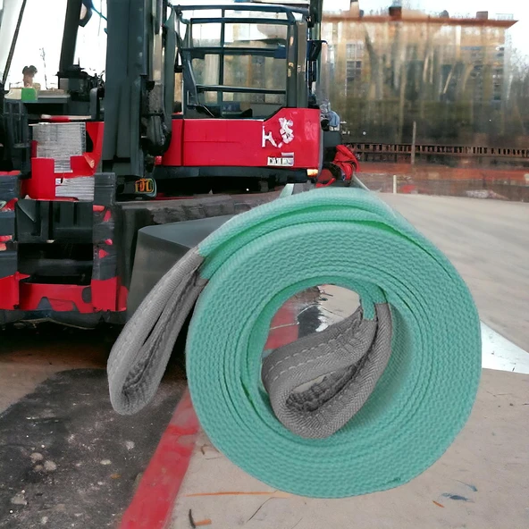 Yük Kaldırma Taşıma İndirme Araç Çekme Halat Sapan Polyester Spanzet 2 Ton 6 Metre Turkuaz Sağlam - 4