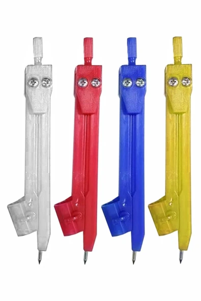Plastik Pergel 4 Adet Renkli Plastik Pergel Ekonomik Okul Teknik Çizim Kurşun Kalem Yuvalı