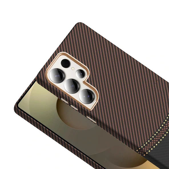 Galaxy S25 Ultra Kılıf M-safe Şarj Özellikli Karbon Fiber Görünümlü Redclick Gros Kapak - Resim 7