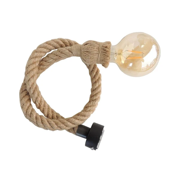 Rozanslı Dekoratif Halat optik Aplik E27 Duy Armut Rustik asma tavan lamba Tij 1mt.