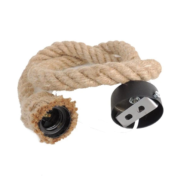 Rozanslı Dekoratif Halat optik Aplik E27 Duy Armut Rustik asma tavan lamba Tij 1mt. - 3