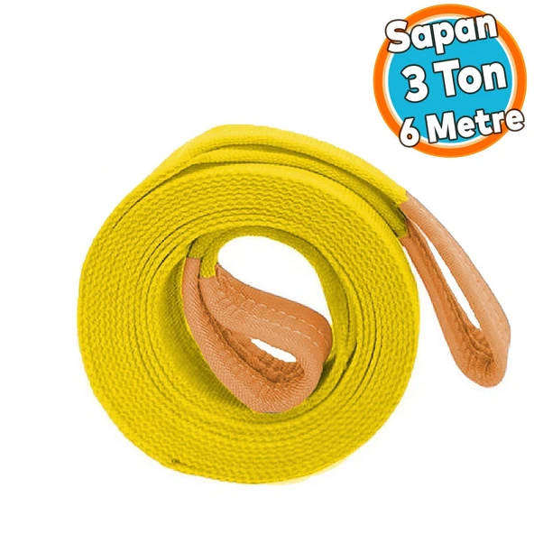 Yük Kaldırma Spanzet Sapan Polyester Sarı Renk 3 Ton 6 Metre Sağlam Taşıma İndirme Araç Çekme Halat ürün görseli 1