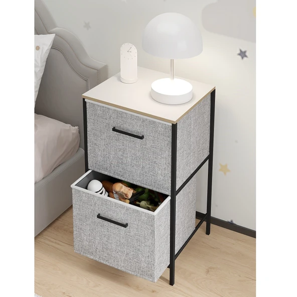 Çocuk 2 Çekmeceli Orta Boy Komodin Sehpa Gri 1609 - 3