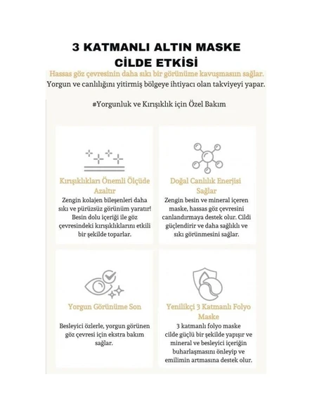 Dermal 3 Katmanlı Altın Gold Flash Foil Göz Altı Torbalarına Karşı Kağıt Göz Maskesi 4 gr 5 Adet - 6