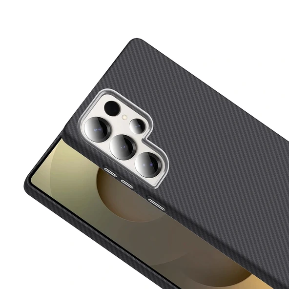 Galaxy S25 Ultra Kılıf M-safe Şarj Özellikli Karbon Fiber Görünümlü Redclick Gros Kapak - Resim 11