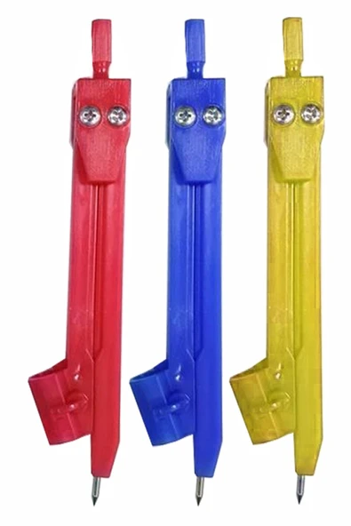 Plastik Pergel 3 Adet Renkli Plastik Pergel Ekonomik Okul Teknik Çizim Kurşun Kalem Yuvalı
