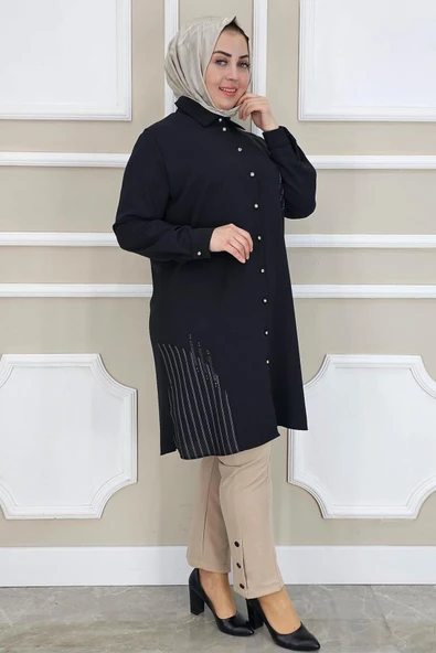 KADIN TAŞ DETAYLI TESETTÜR GÖMLEK - 3