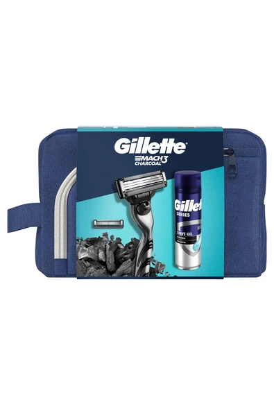 Gillette Charcoal 2Up + Charcoal Series Jel 200ML + Çanta - 2