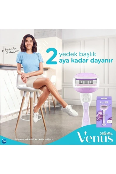 Gillette Venus Gillette Venüs Breeze Kadın Tıraş Makinesi 2 Yedek Başlık Makyaj Çantası Hediyeli. - 4