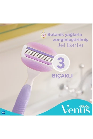 Gillette Venus Gillette Venüs Breeze Kadın Tıraş Makinesi 2 Yedek Başlık Makyaj Çantası Hediyeli. - 3