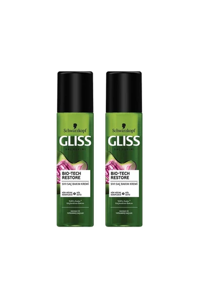 Gliss Bio-tech Güçlendiren Bakım Durulanmayan Sıvı Saç Kremi 200 ml 2'li