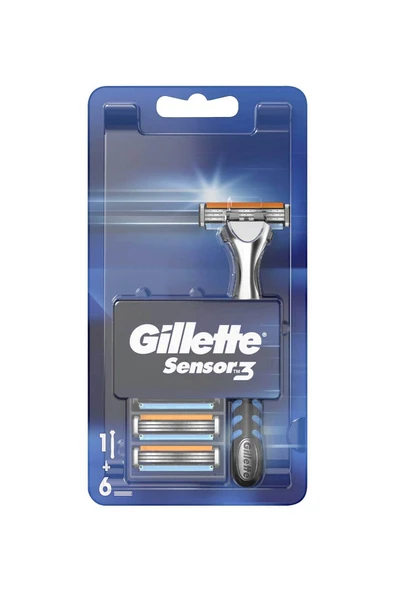 Gillette Sensor Tıraş Makinesi + 6 Yedek Bıçak
