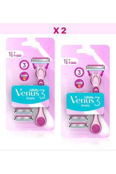 Gillette Venus Gillette Venüs Simply 3 Tıraş Makinesi + 4 Yedek Bıçak (2 Paket - Fırsat Ürün)