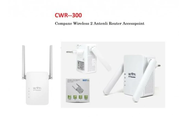 Compaxe CWR-300 300Mbps 2 Anten WiFi Repeater Router (Yenilenmiş Ürün)