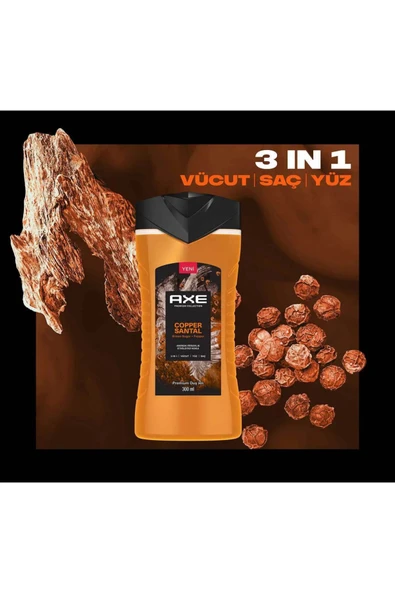 Axe Premium Collection Duş Jeli Copper Santal 3 In 1 Vücut Saç Yüz 300 ml X2 - 7