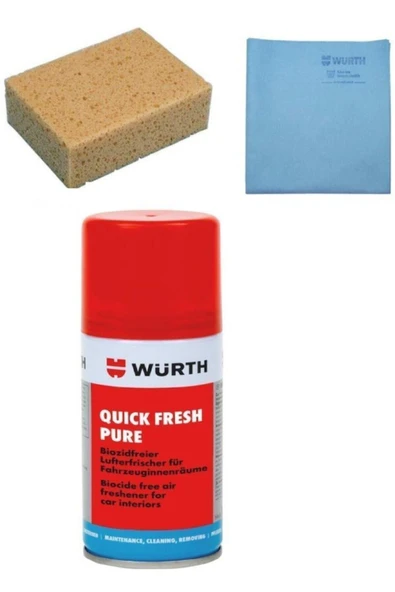 Würth Sarı Oto Yıkama Süngeri Sentetik Güderi Bezi ve İçi Tazeleme Spreyi Seti 100 ml ürün görseli
