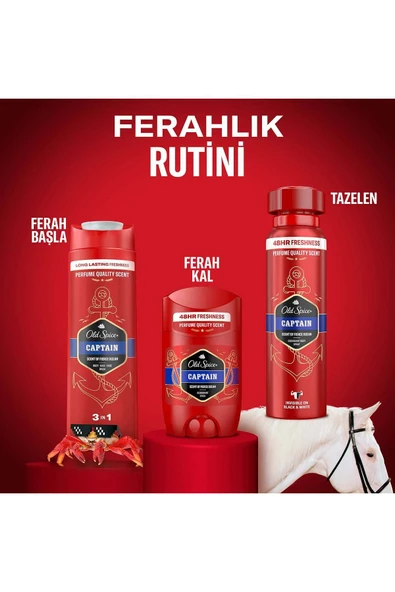 Old Spice Captain Stick Deodorant 50 ml + Sprey Deo. 150 ml + Duş Jeli ve Şampuan 400 ml + Çanta - 8