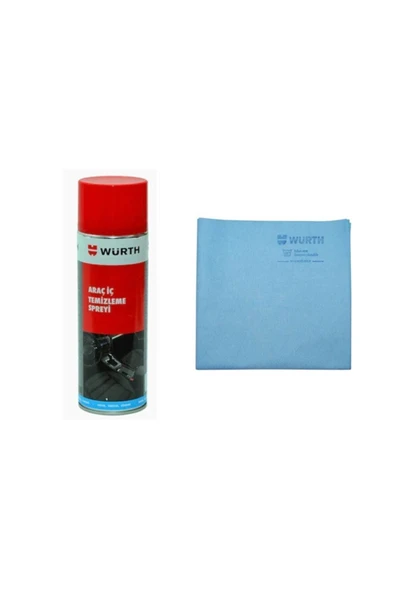 Würth Araç Oto Içi Kokpit Koltuk Döşeme Göğüs Temizleme Temizlik Spreyi Ve Mikrofiber Bez - 1