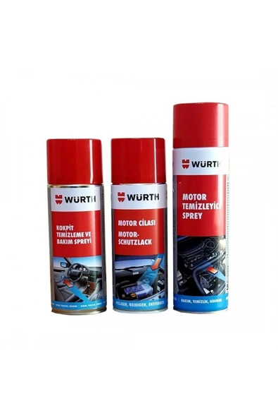 Würth Motor Temizleme 500ml + Kokpit Temizleme 400 Ml + Motor Cil ürün görseli