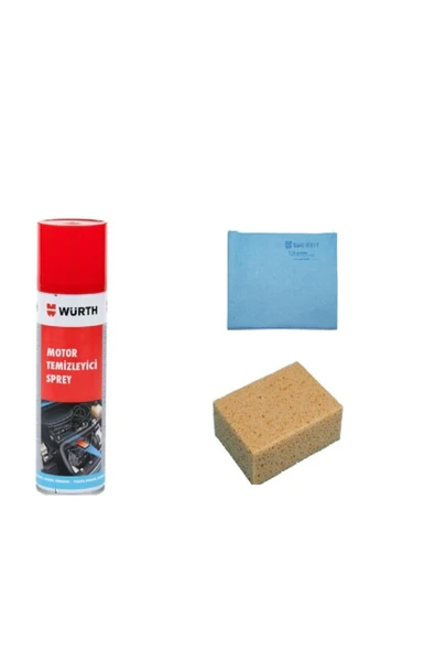 Würth Hızlı Motor Temizleme Spreyi Mikrofiber Güderi Bez ve Oto Yıkama Süngeri Set ürün görseli