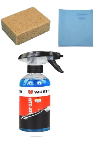 Würth Tvet 3 Lü Set Süngeri, Sentetik Güderi Bez, Susuz Oto Temizleme Spreyi 400 ml