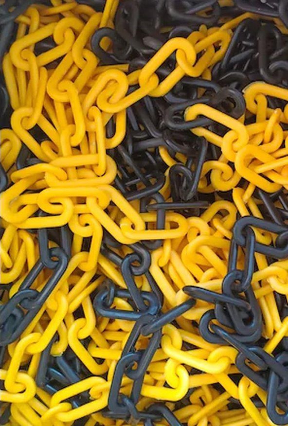 6 Mm Plastik Zincir 1 Metre Sarı-Siyah Şeritli Mfk - Resim 6