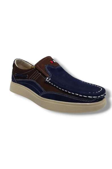 Master 1711-25 Hakiki Nubuk Deri Casual Erkek Ayakkabı Lacivert Kahve Buz