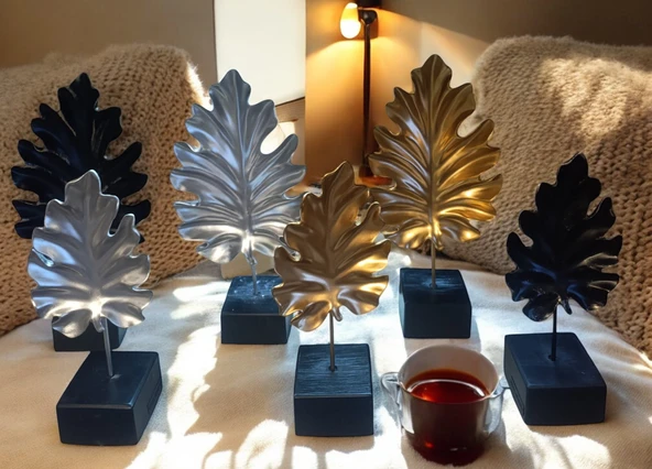 kırılmaz 2li SİYAH RENK çınar yaprağı biblosu - Resim 2