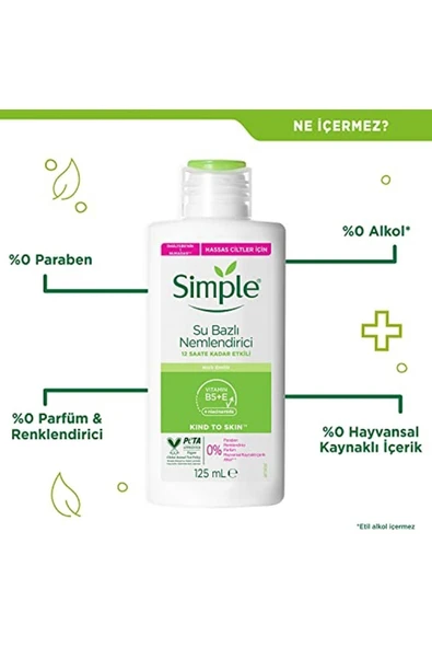 Simple Kind To Skin Su Bazlı Nemlendirici 12 Saate Kadar Etklili Hassas Ciltler Için, 125 Ml - 4