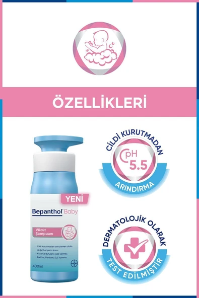Bepanthol Baby Vücut Şampuanı 400 ml 2 Adet - 3