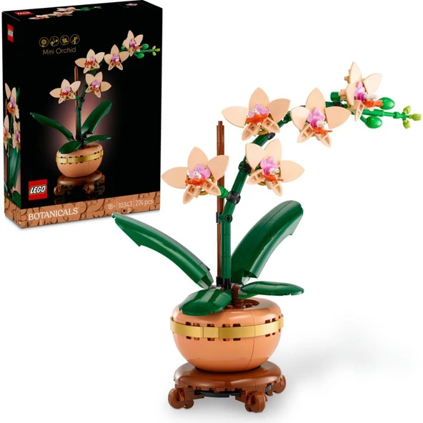 LEGO® Botanicals Mini Orkide 10343 - Yetişkinler için Dekoratif Çiçek Yapım Seti (274 Parça)