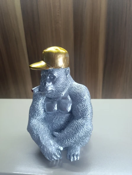 kırılmaz polyester, BEYAZ  RENK Goril biblo - Resim 2