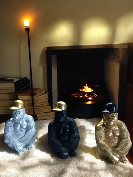 kırılmaz polyester, BEYAZ  RENK Goril biblo - Resim 6