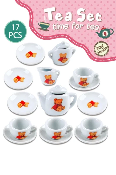 Seramik Zarafetiyle Oyun Keyfi: 17 Parça Oyuncak Çay Kahve Seti! - 8
