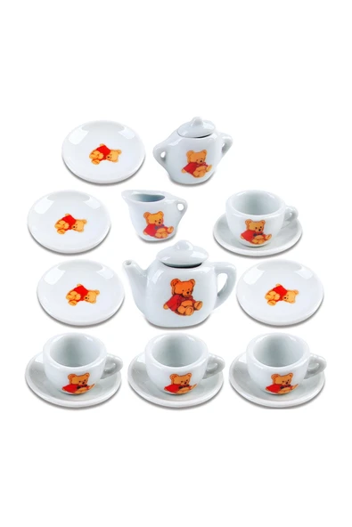 Seramik Zarafetiyle Oyun Keyfi: 17 Parça Oyuncak Çay Kahve Seti! - 5