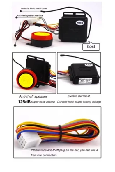 Motosiklet Uzaktan Çalıştırmalı 125db Alarm Seti Yedek Anahtarlı - 3