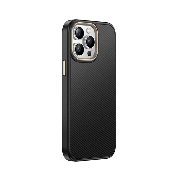 Apple iPhone 15 Pro Kılıf M-safe Şarj Özellikli Karbon Fiber Görünümlü Redclick Antina Kapak - 8