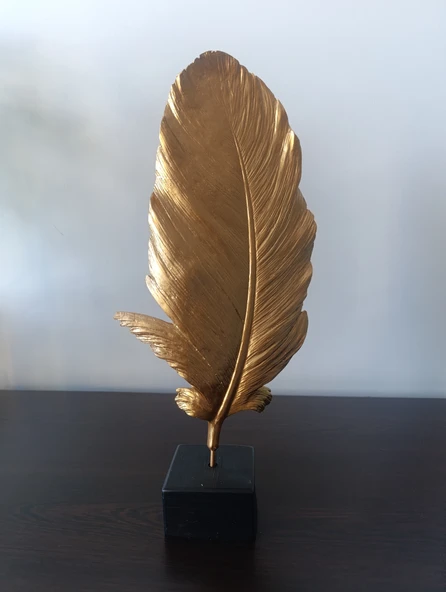 kırılmaz polyester,tüy desenli kaideli SARI RENK biblo - Resim 12