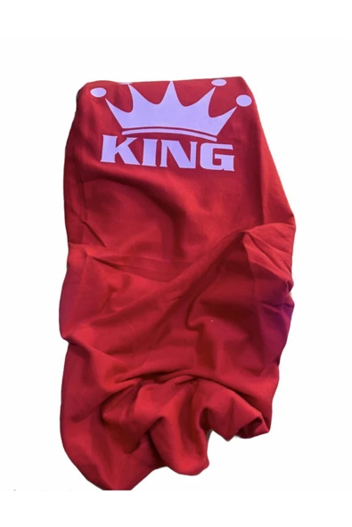 Motosiklet Sele (KOLTUK) Kılıfı Baskılı Kırmızı King