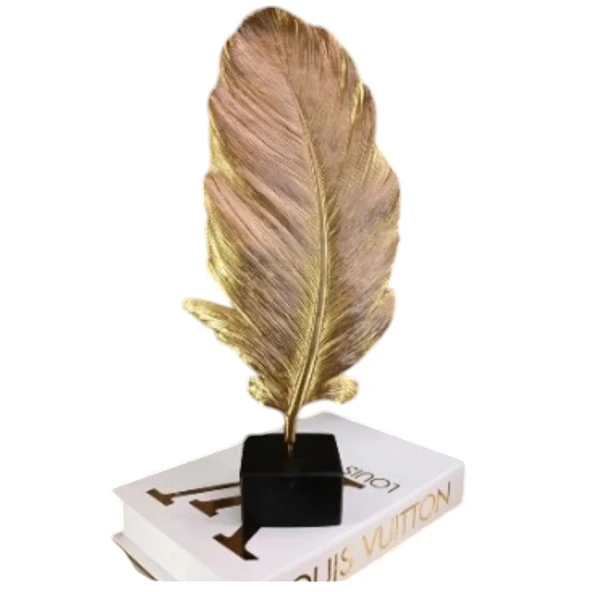 kırılmaz polyester,tüy desenli kaideli SARI RENK biblo - Resim 2