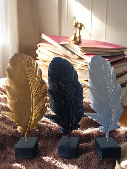 kırılmaz polyester,tüy desenli kaideli SARI RENK biblo - Resim 5