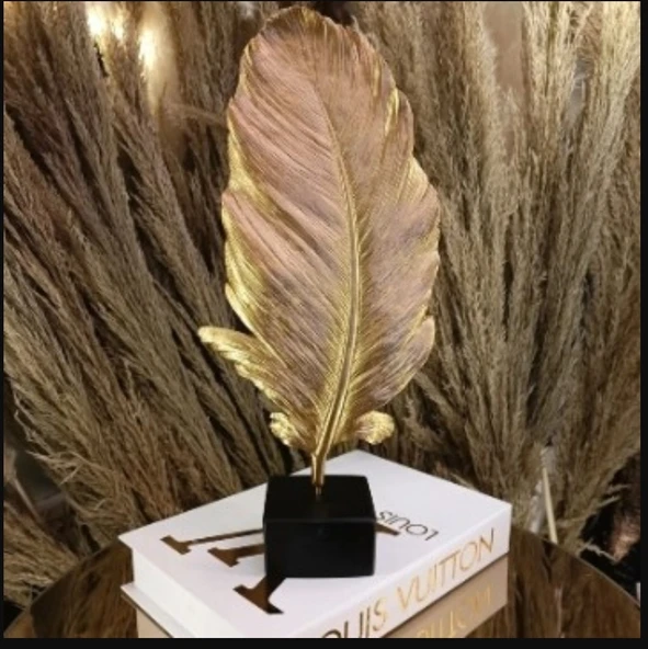 kırılmaz polyester,tüy desenli kaideli SARI RENK biblo - Resim 11