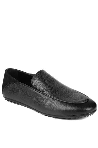 Shoetyle - Siyah Deri Bağcıksız Erkek Günlük Ayakkabı 610-1012 - 5