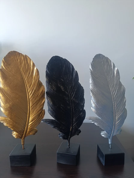 beyaz renk kırılmaz polyester,tüy desenli kaideli biblo - Resim 7