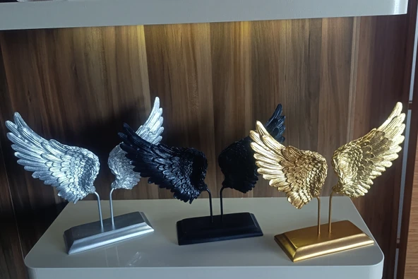 sarı renk melek kanadı desenli biblo - Resim 9