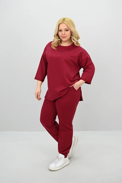 Kadın Büyük Beden Truvakar Kol Lastik Paça Eşofman Takımı 8185-25 - 12